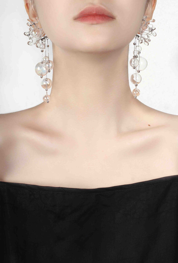 Asymmetrical Glass Bubble Stud Earrings