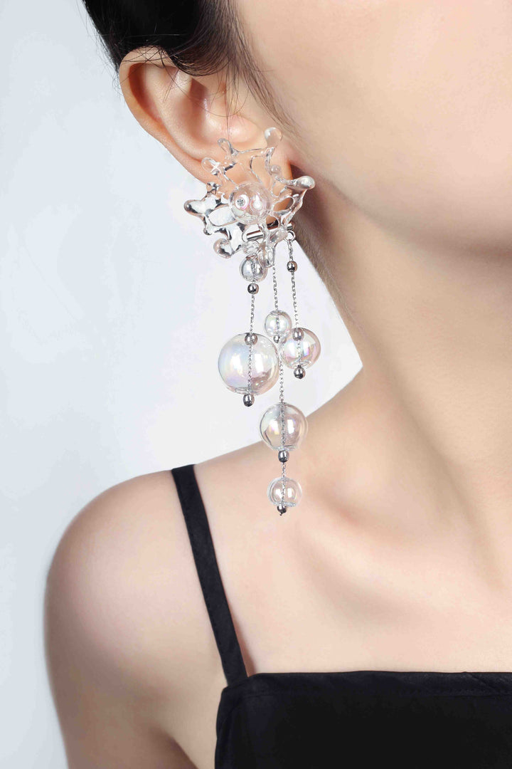Asymmetrical Glass Bubble Stud Earrings