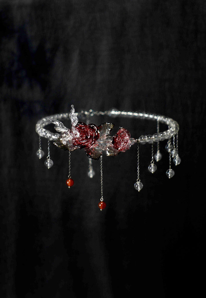 Butterfly & Rose Tassel Choker