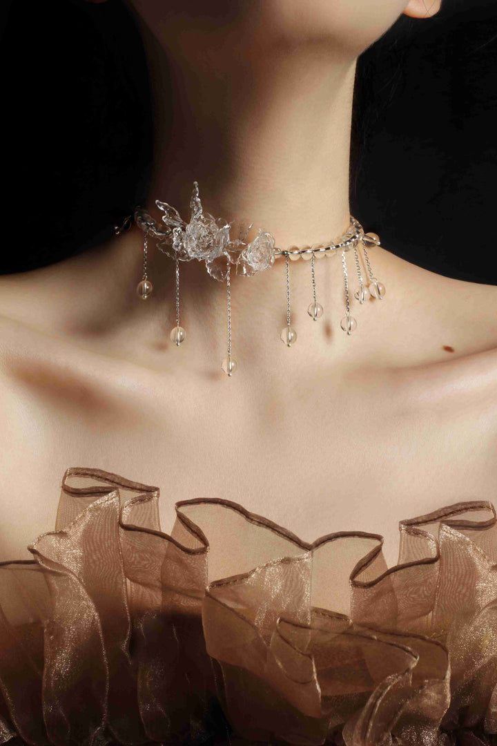Butterfly & Rose Tassel Choker