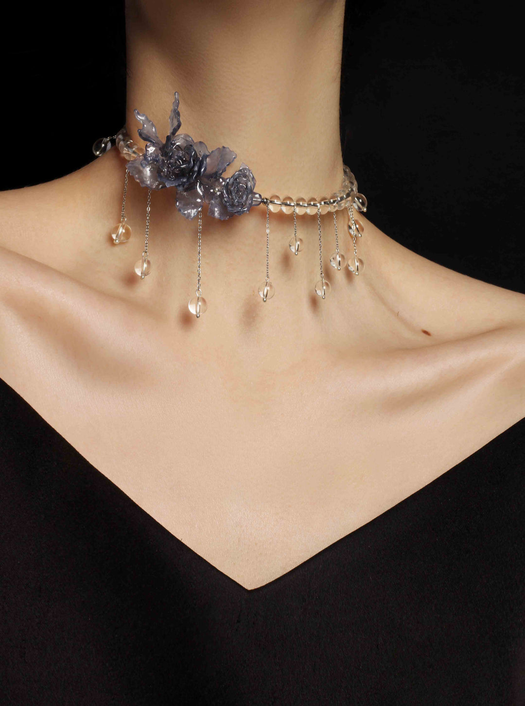Butterfly & Rose Tassel Choker
