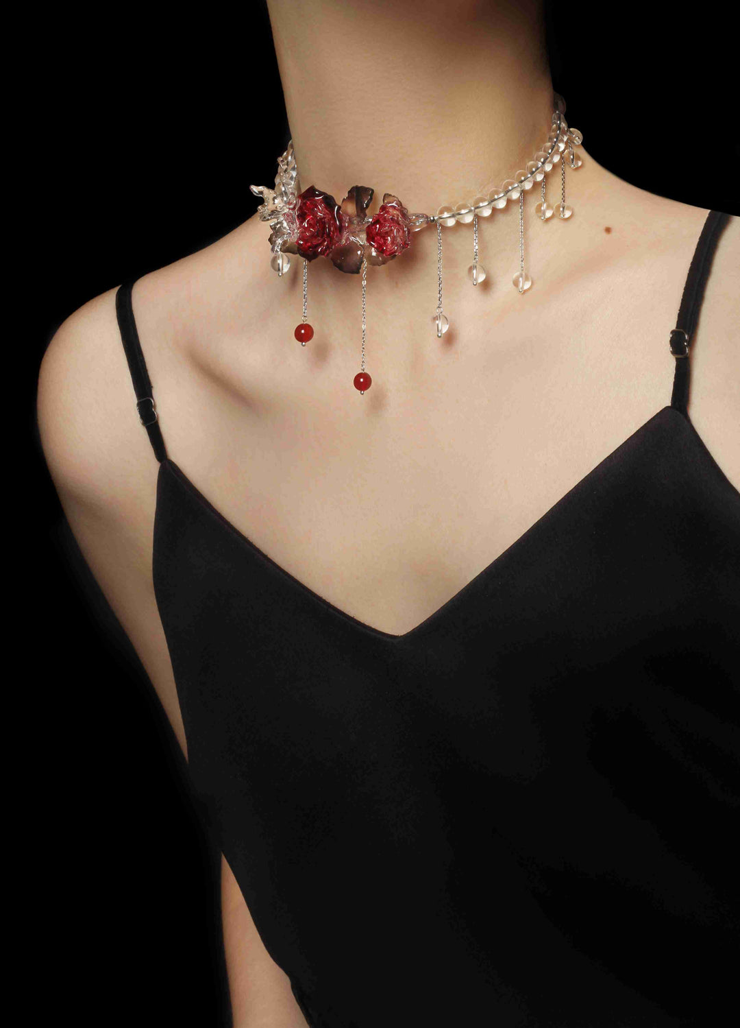 Butterfly & Rose Tassel Choker