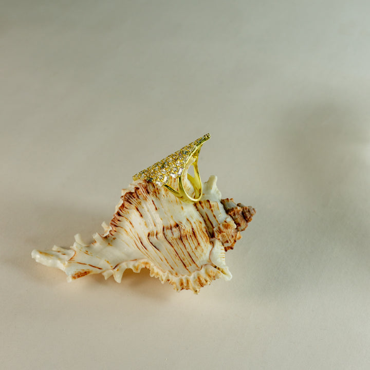 Golden Leaf Ring in Gold-Plated Brass - BE FRUITFUL