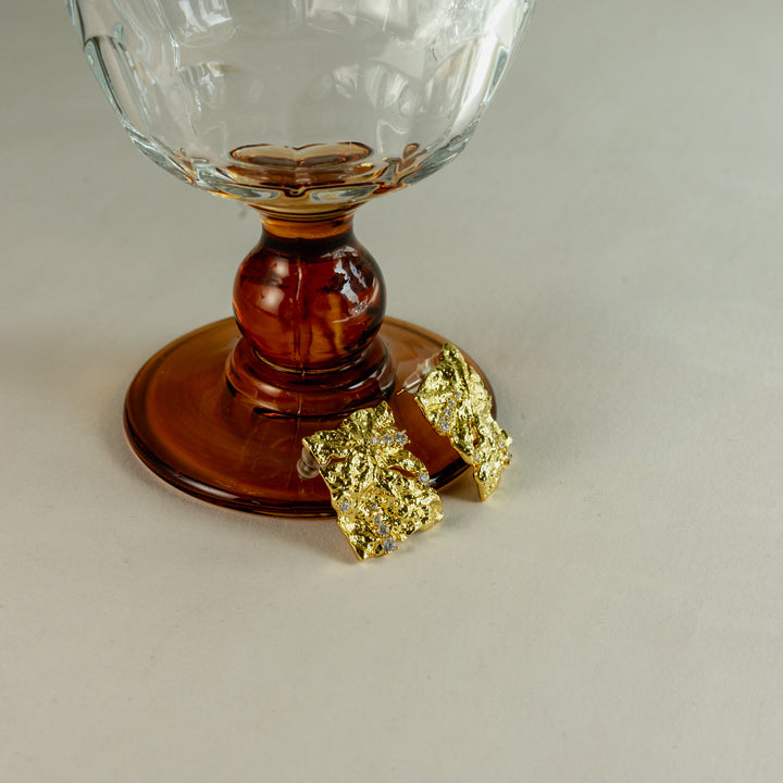 Metal Texture Earrings in Gold-Plated Brass - BE FRUITFUL