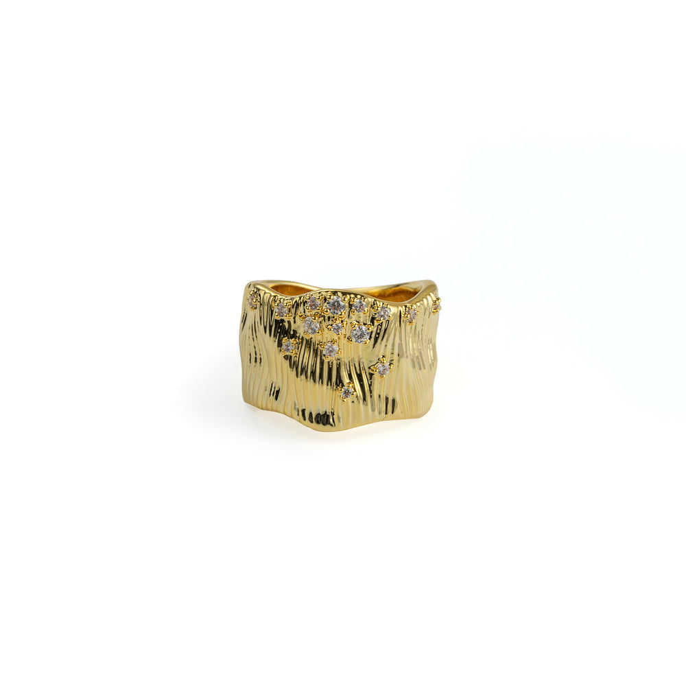 Rock Texture Ring in Gold-Plated Brass - BE FRUITFUL