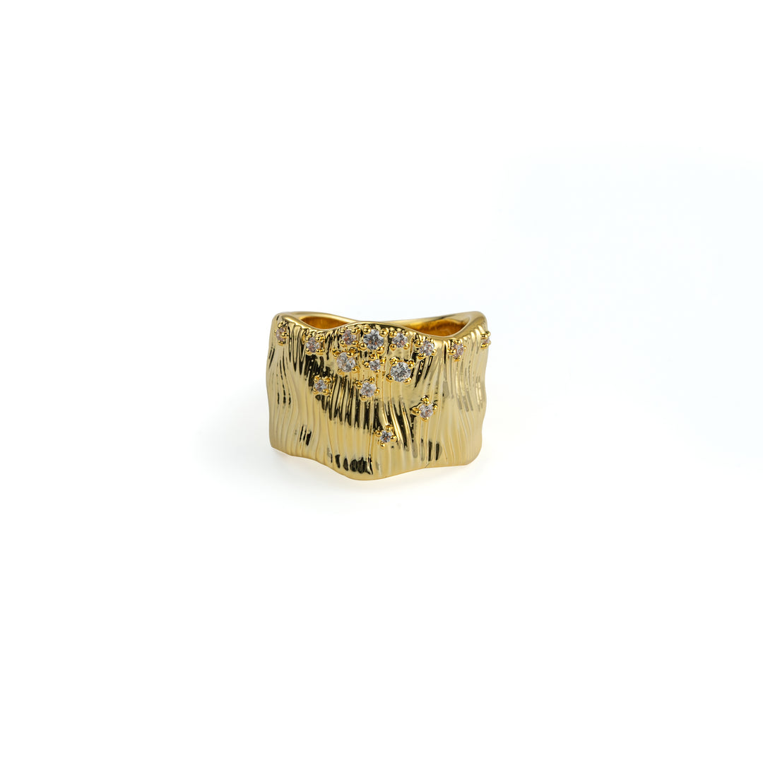 Rock Texture Ring in Gold-Plated Brass - BE FRUITFUL