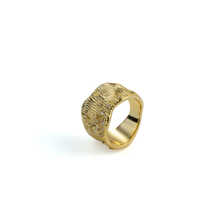 Rock Texture Ring in Gold-Plated Brass - BE FRUITFUL