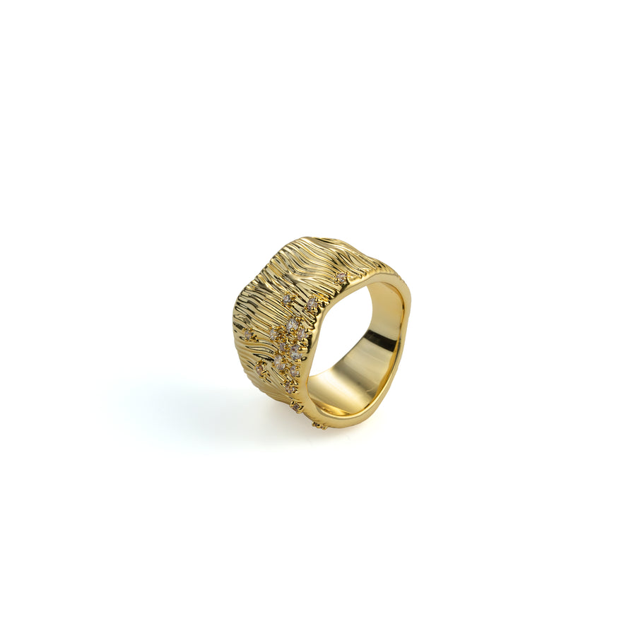Rock Texture Ring in Gold-Plated Brass - BE FRUITFUL