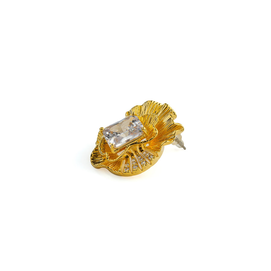 Golden Petal Radiance Earrings in Gold-Plated Brass - BE FRUITFUL