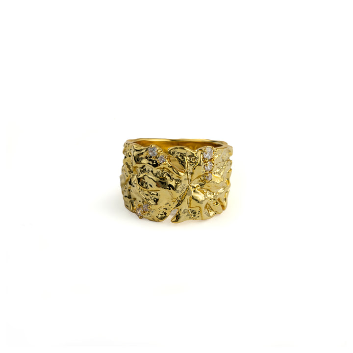 Rock Form Ring in Gold-Plated Brass - BE FRUITFUL