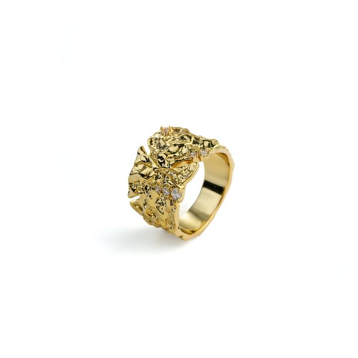Rock Form Ring in Gold-Plated Brass - BE FRUITFUL