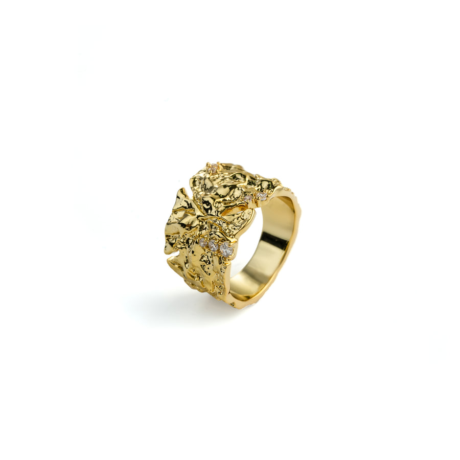 Rock Form Ring in Gold-Plated Brass - BE FRUITFUL