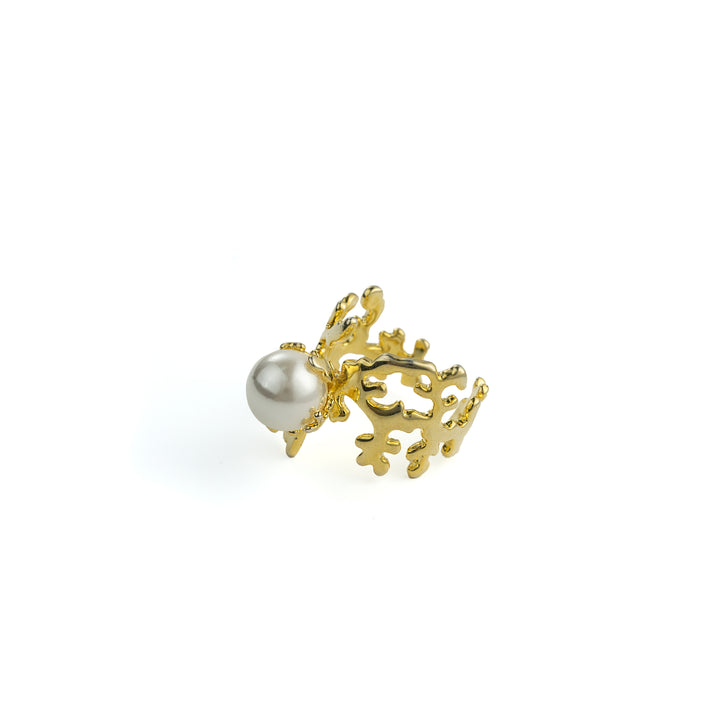 Pearl Crown Ring in Gold-Plated Brass - BE FRUITFUL