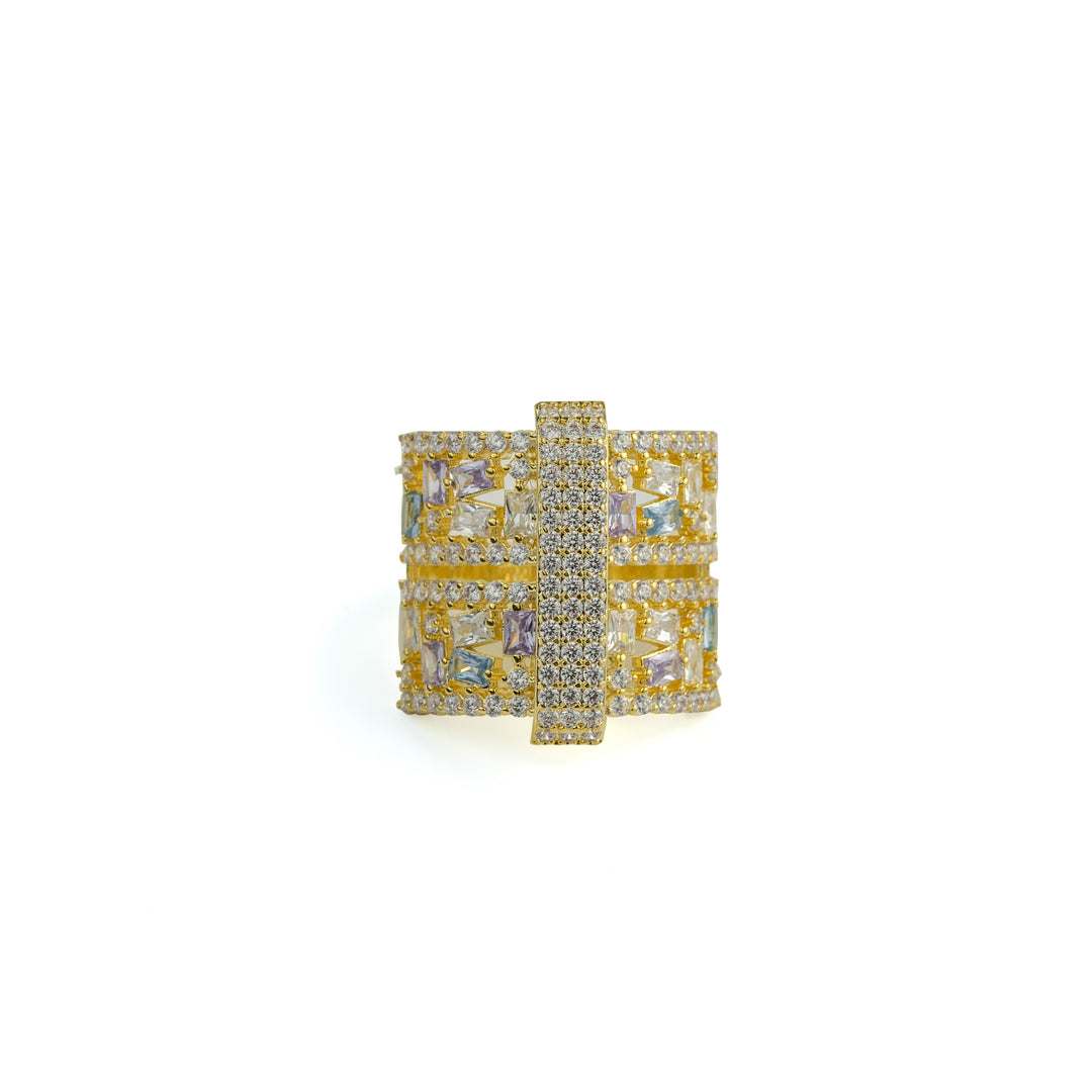 Geometric Radiant Ring in Gold-Plated Brass - BE FRUITFUL