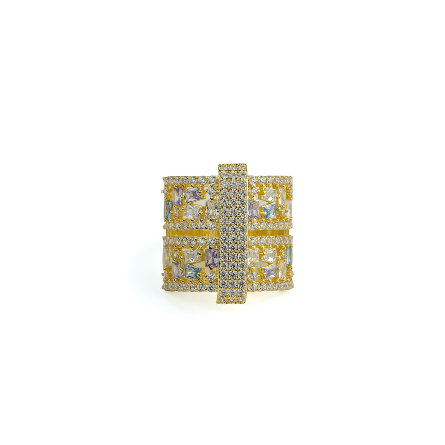 Geometric Radiant Ring in Gold-Plated Brass - BE FRUITFUL