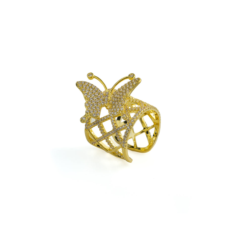 Brilliant Wings Ring in Gold-Plated Brass - BE FRUITFUL