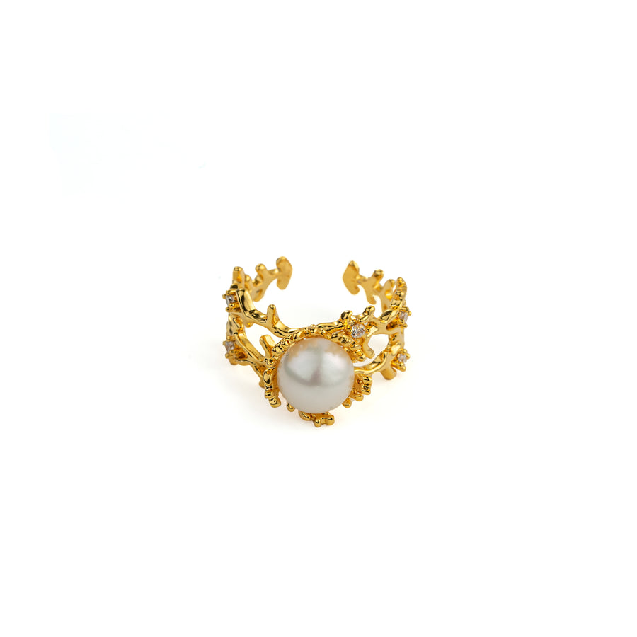 Seaweed Bloom Ring in Gold-Plated Brass - BE FRUITFUL