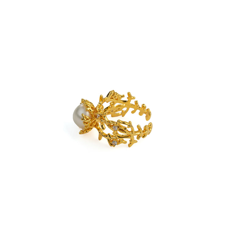 Seaweed Bloom Ring in Gold-Plated Brass - BE FRUITFUL