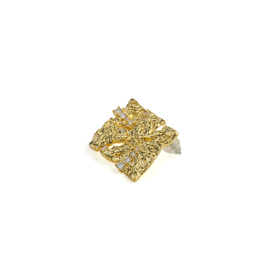 Metal Texture Earrings in Gold-Plated Brass - BE FRUITFUL
