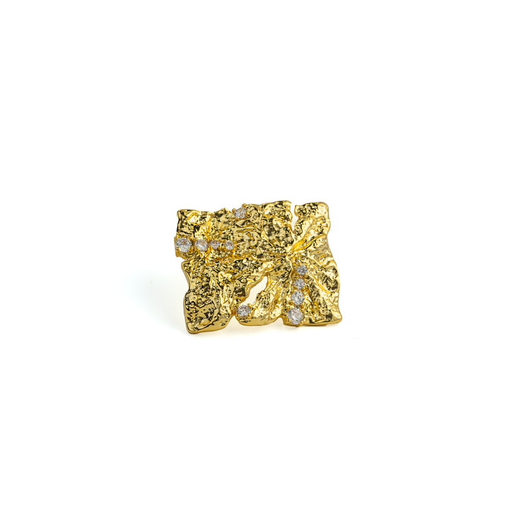 Metal Texture Earrings in Gold-Plated Brass - BE FRUITFUL
