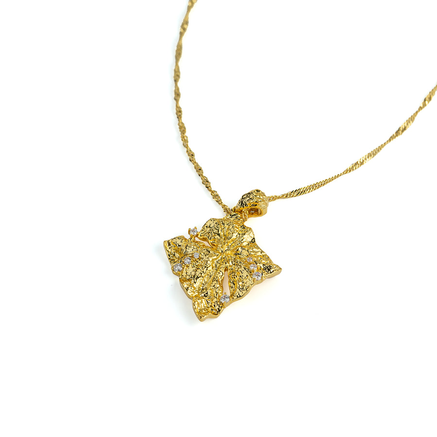 Metal Texture Necklace in Gold-Plated Brass - BE FRUITFUL