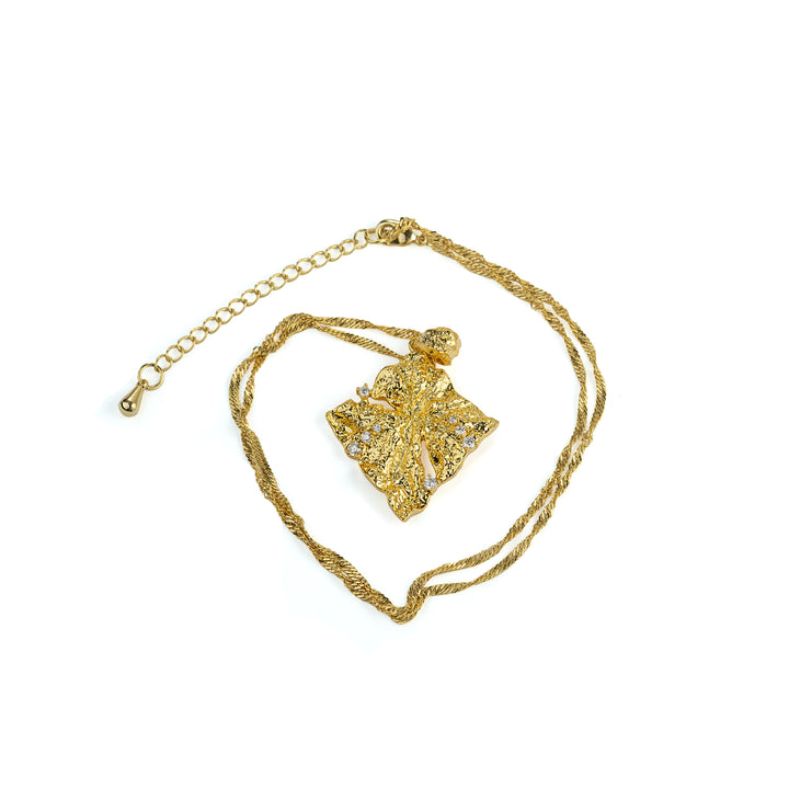 Metal Texture Necklace in Gold-Plated Brass - BE FRUITFUL