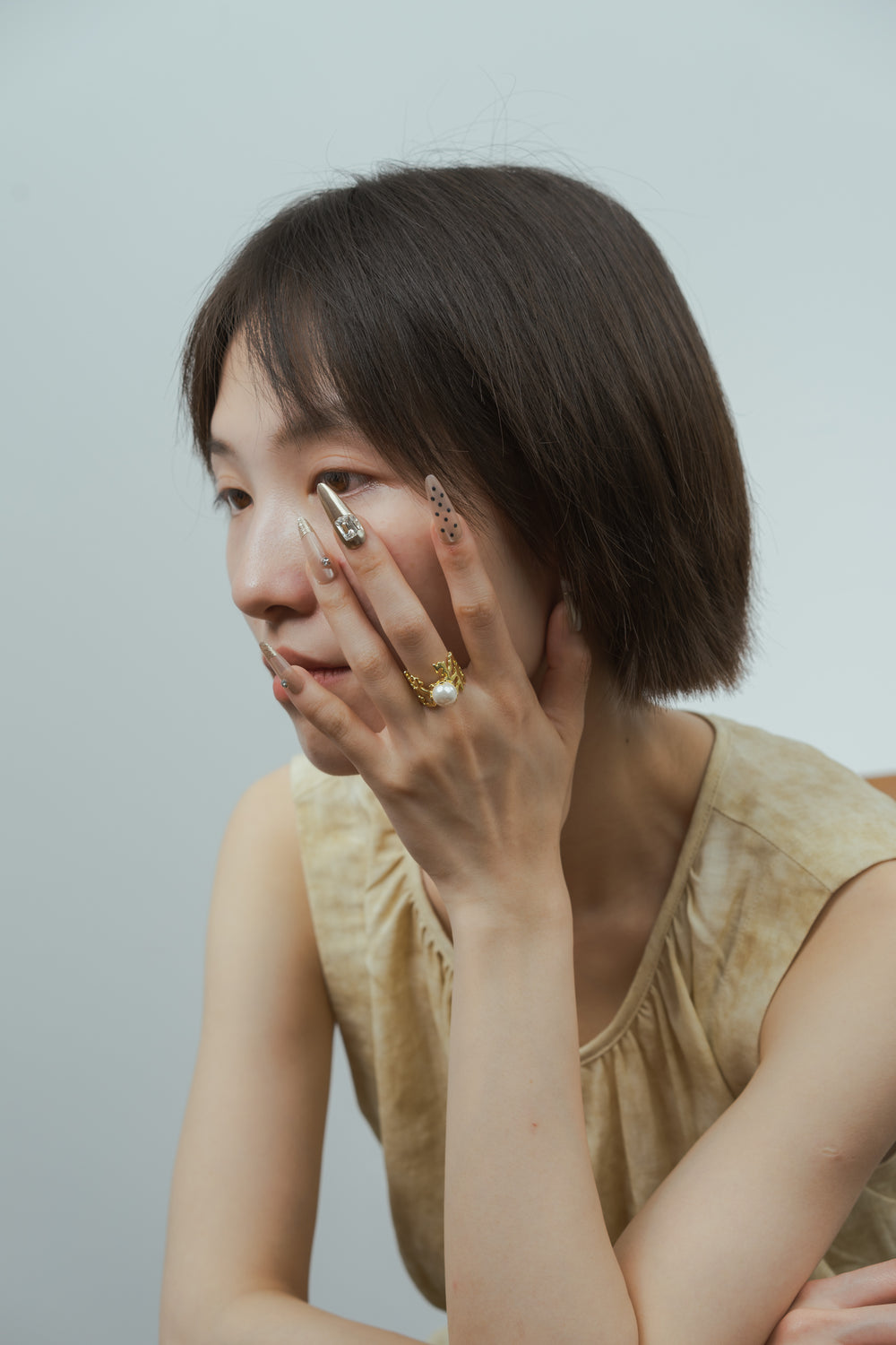 Pearl Crown Ring in Gold-Plated Brass - BE FRUITFUL
