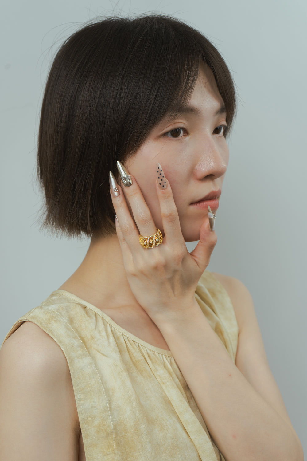 Glod Geometric Ring in Gold-Plated Brass - BE FRUITFUL