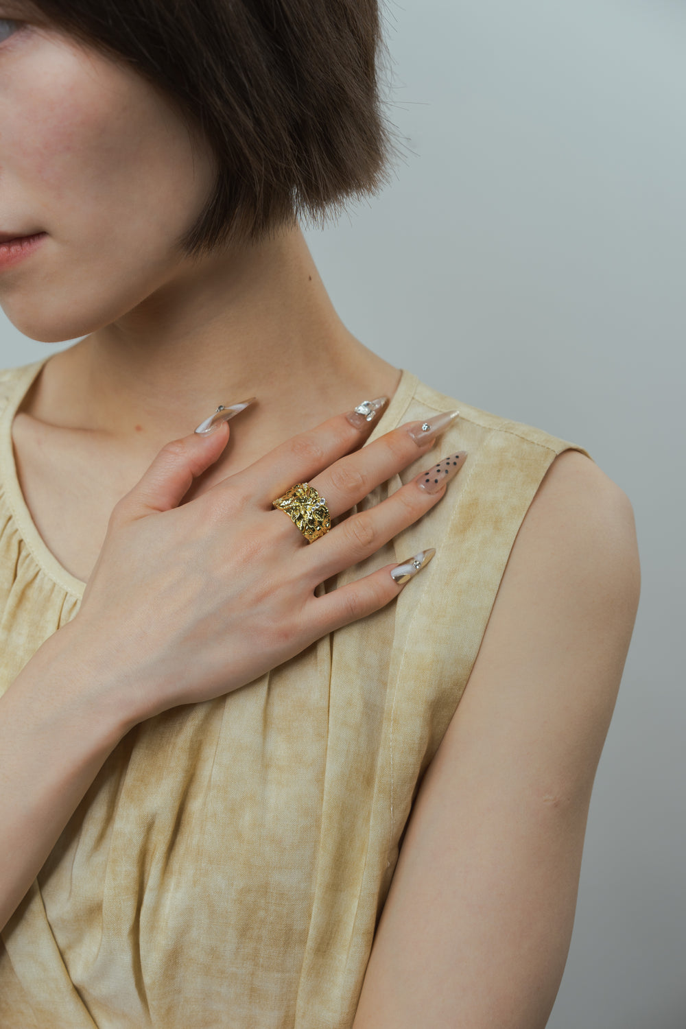Rock Form Ring in Gold-Plated Brass - BE FRUITFUL