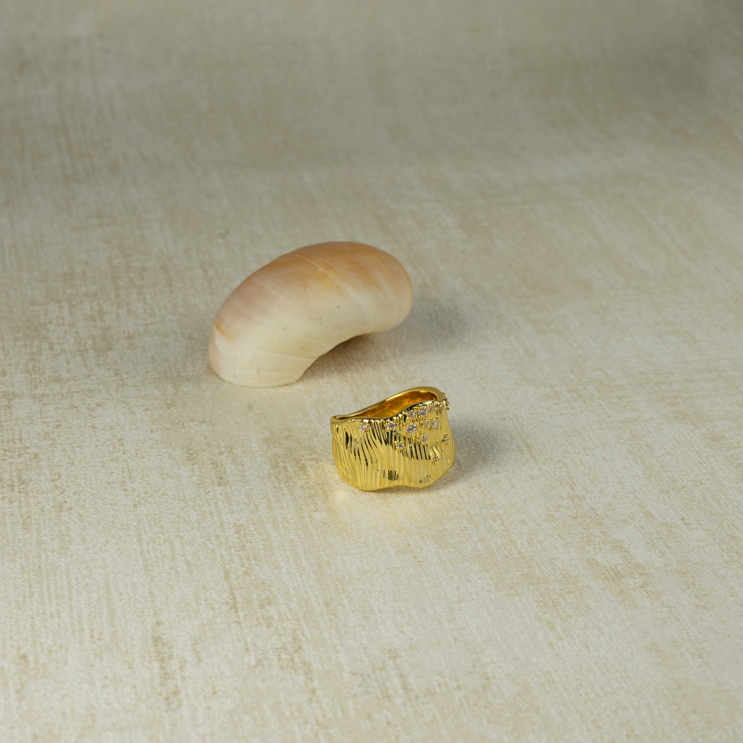 Rock Texture Ring in Gold-Plated Brass - BE FRUITFUL