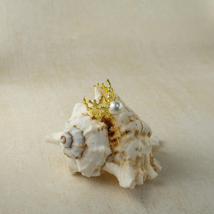 Pearl Crown Ring in Gold-Plated Brass - BE FRUITFUL
