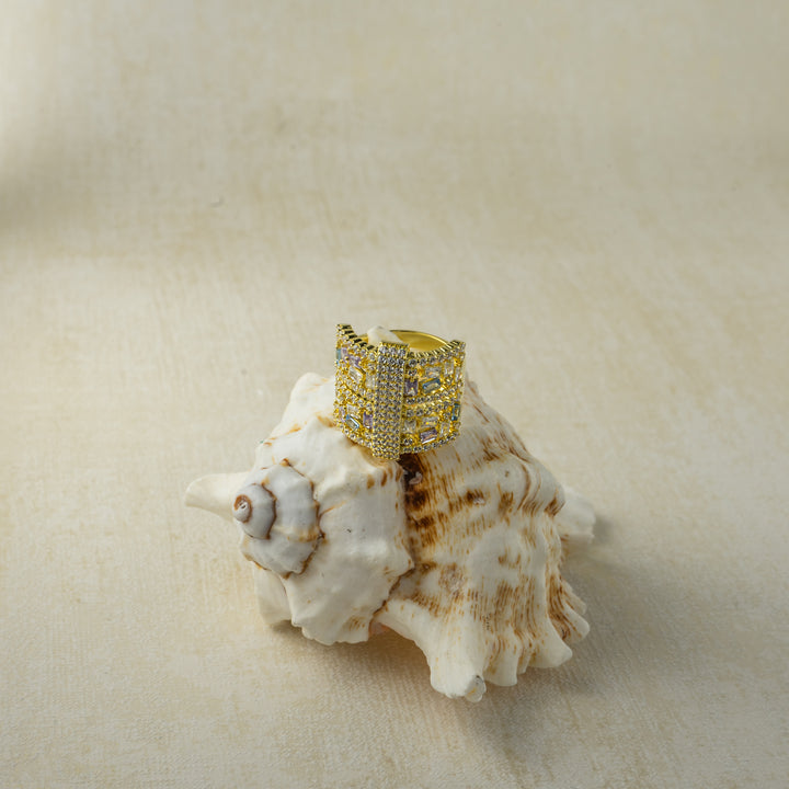 Geometric Radiant Ring in Gold-Plated Brass - BE FRUITFUL