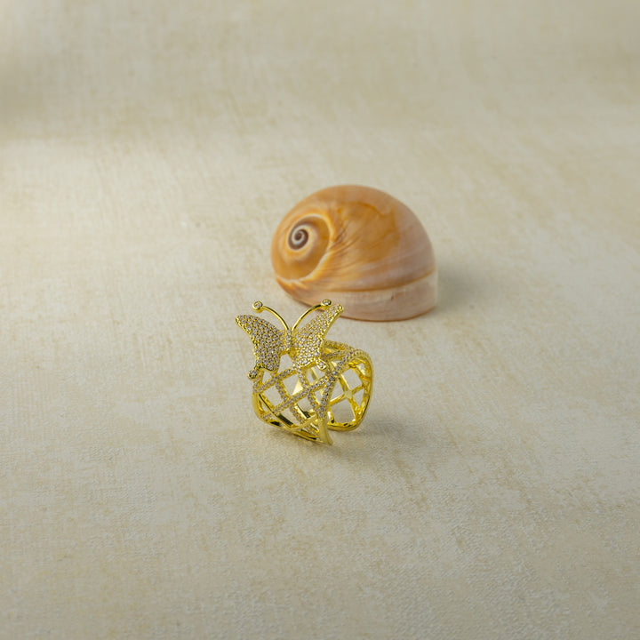 Brilliant Wings Ring in Gold-Plated Brass - BE FRUITFUL