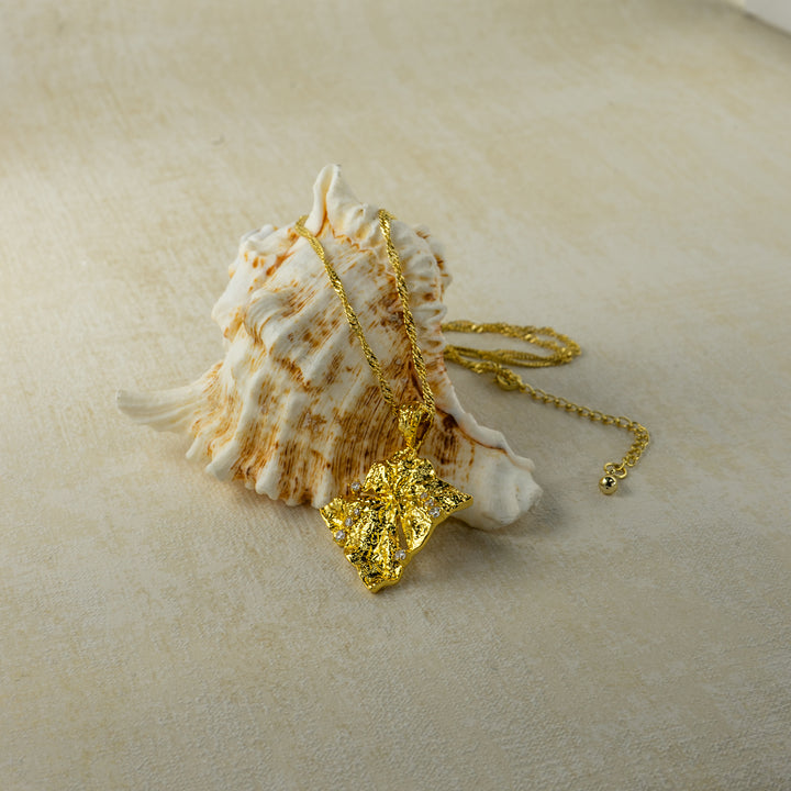 Metal Texture Necklace in Gold-Plated Brass - BE FRUITFUL