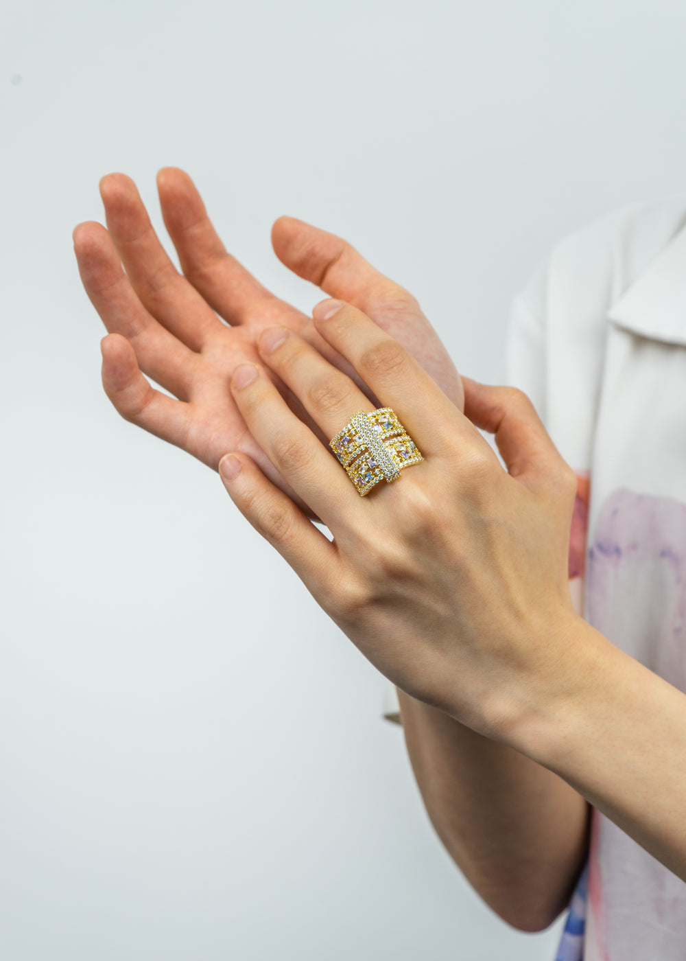 Geometric Radiant Ring in Gold-Plated Brass - BE FRUITFUL