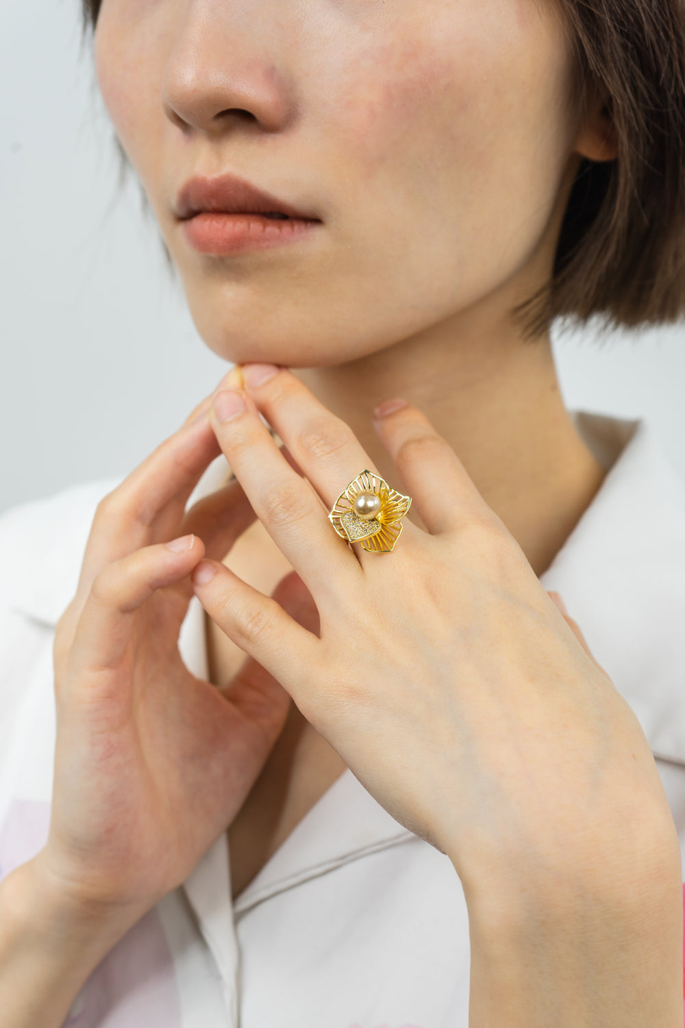 Gold Leaf Flower Ring in Gold-Plated Brass - BE FRUITFUL
