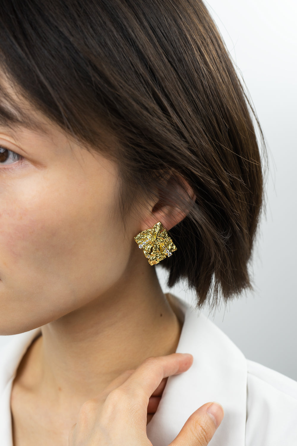 Metal Texture Earrings in Gold-Plated Brass - BE FRUITFUL