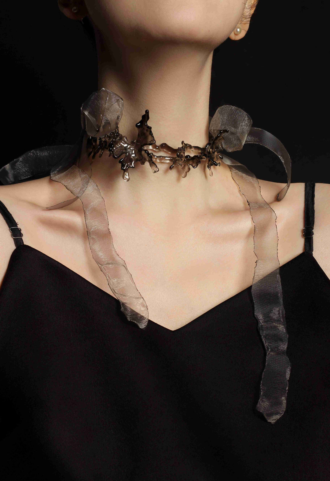 Designer Butterfly Organza Resin Necklace