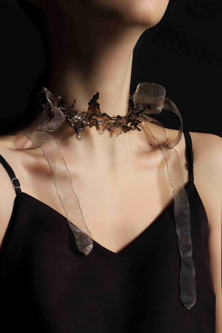 Designer Butterfly Organza Resin Necklace