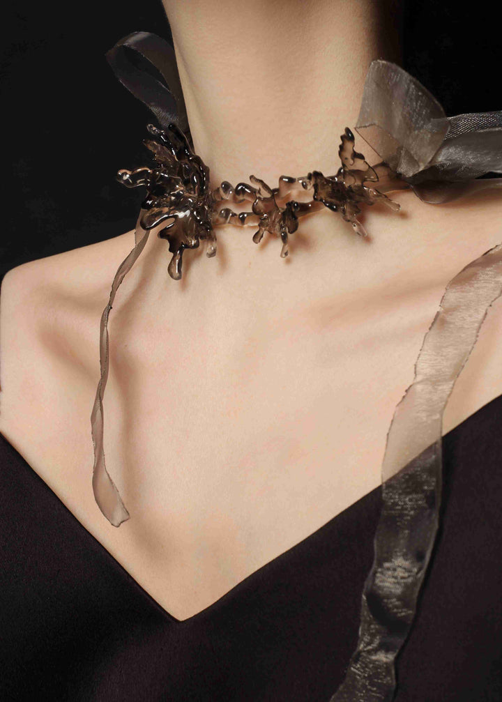 Designer Butterfly Organza Resin Necklace
