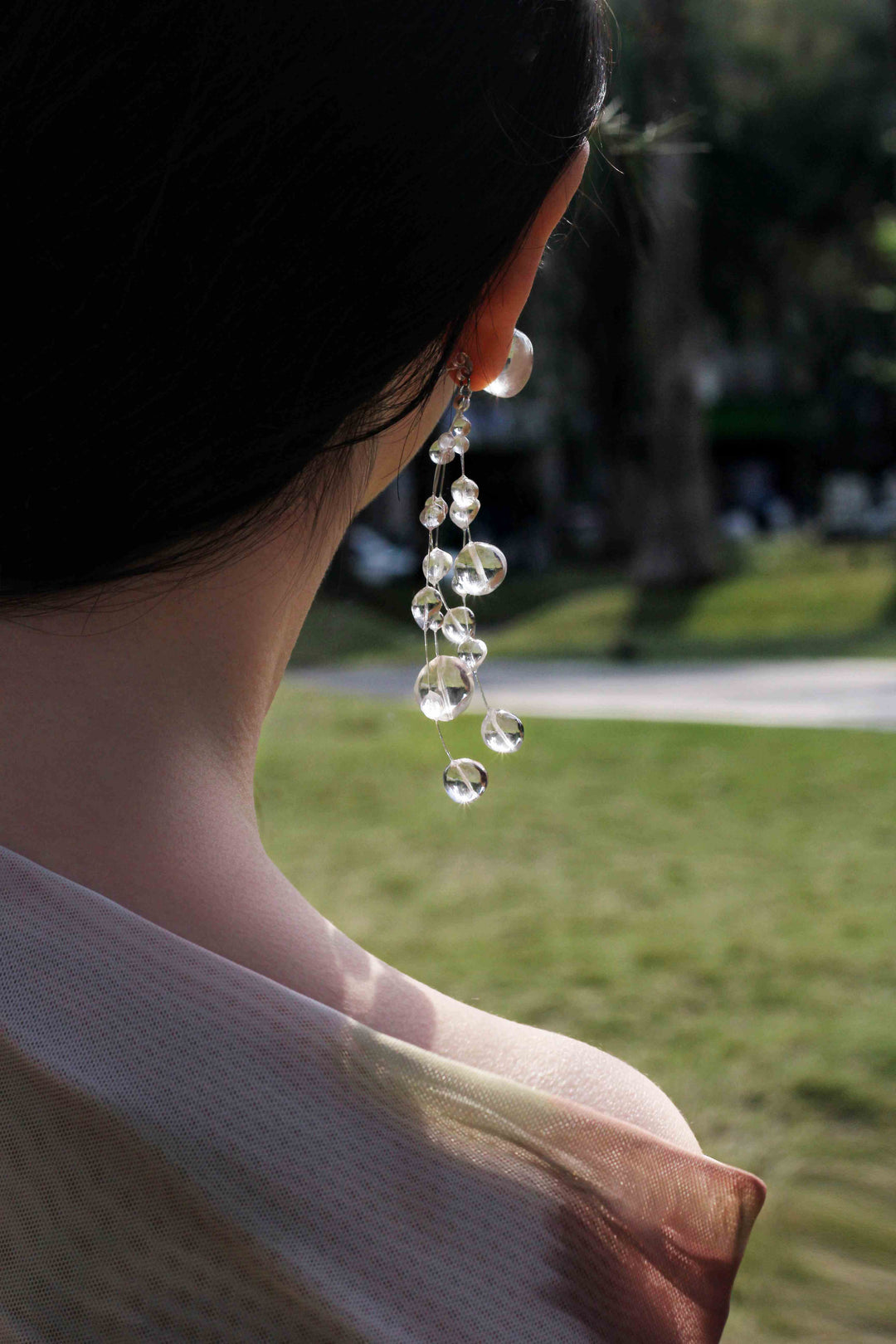 Designer Crystal Resin Waterdrop Tassel Earrings