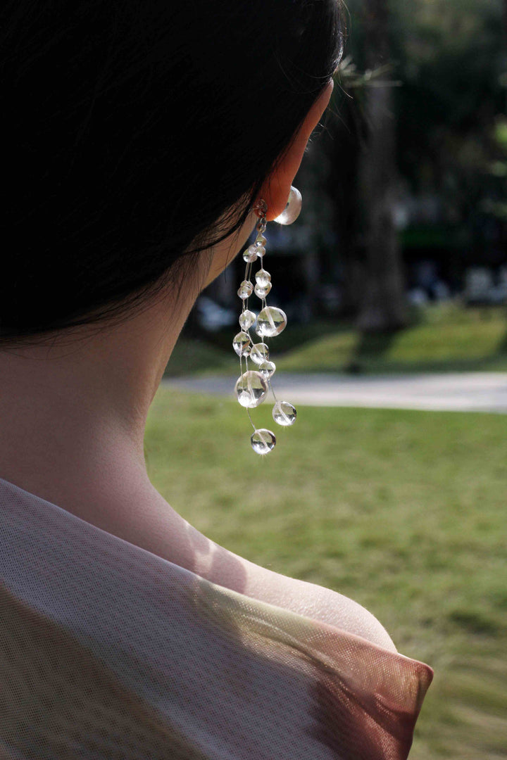 Designer Crystal Resin Waterdrop Tassel Earrings