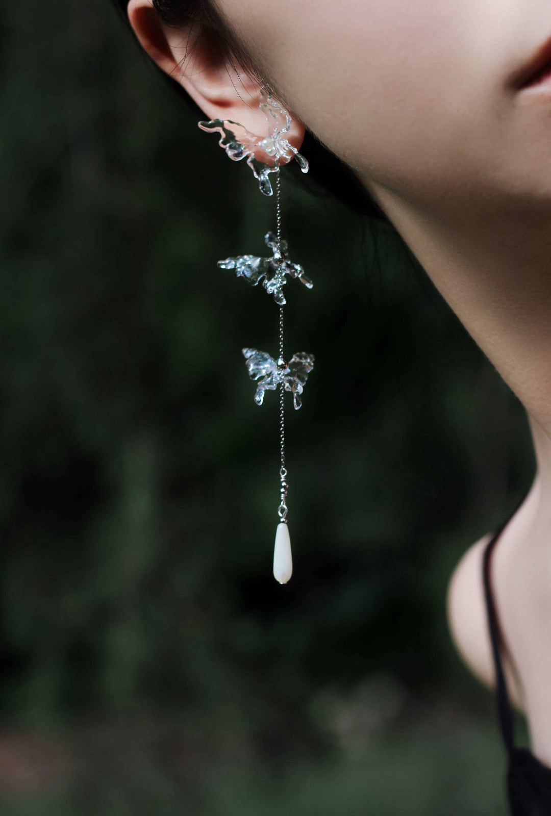 High-Transparency Resin Butterfly Tassel Earrings