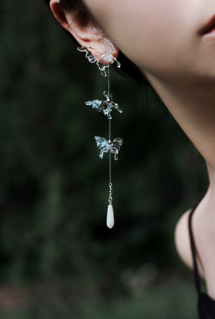 High-Transparency Resin Butterfly Tassel Earrings