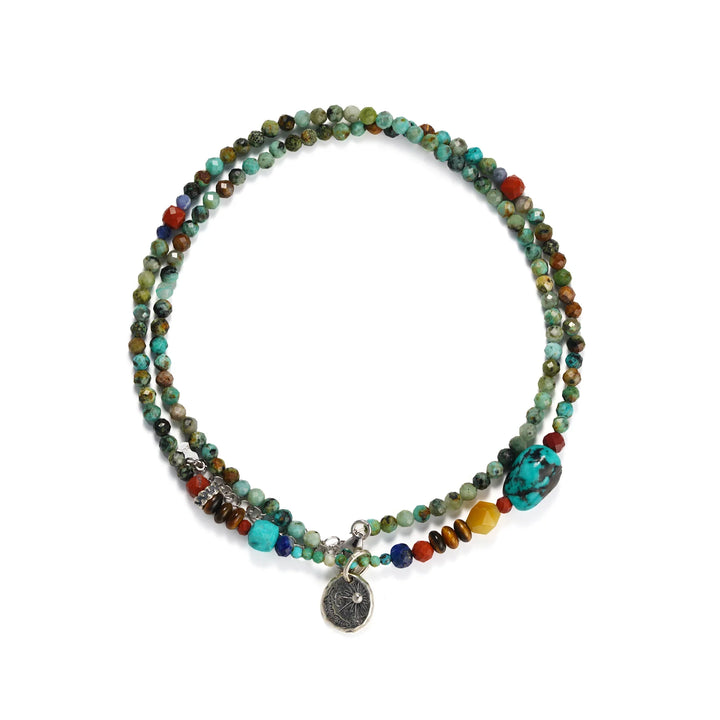 Turquoise and Drop pendant Handmade Beaded Necklace in 925 Sterling Silver - BE FRUITFUL