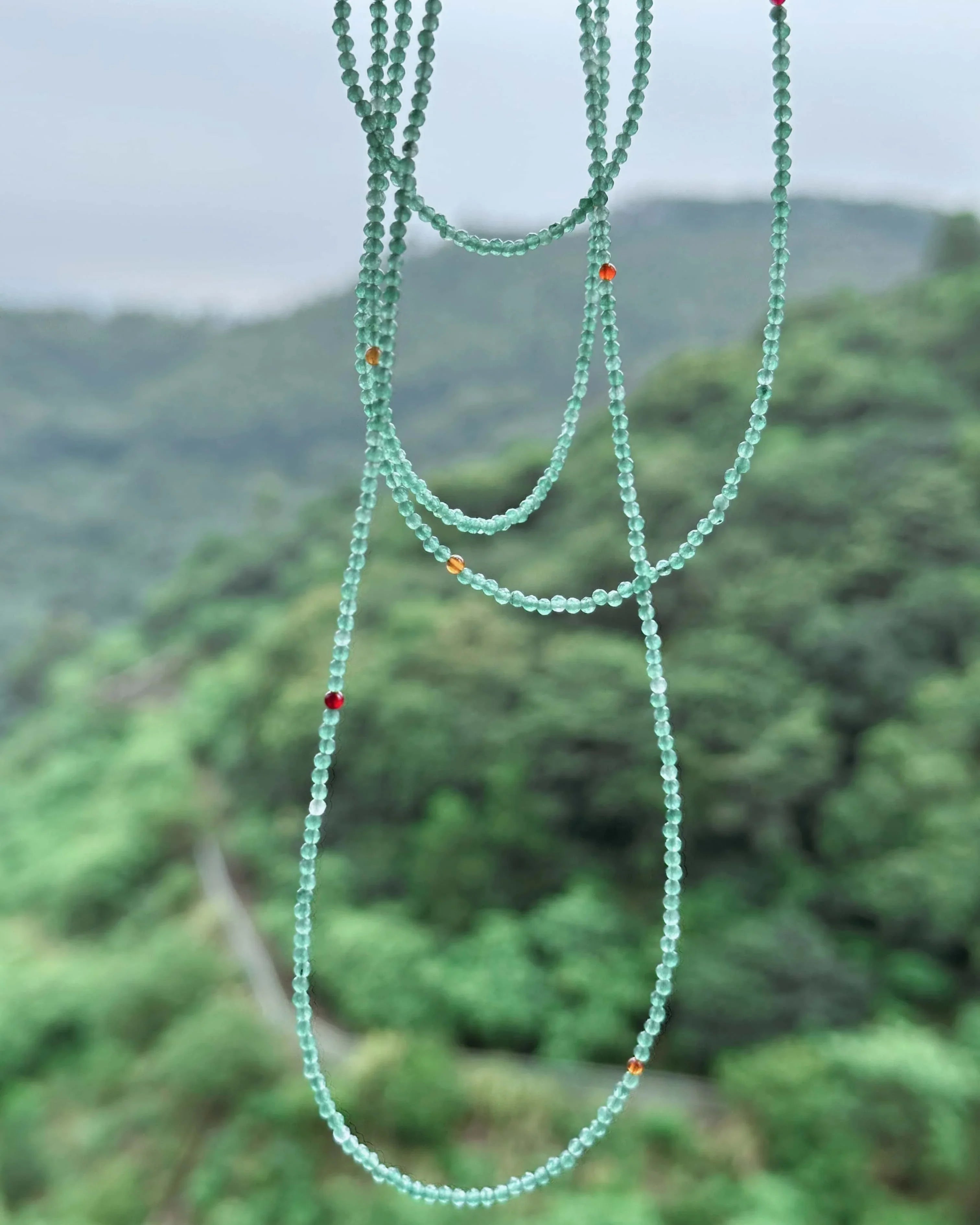 【TATIANA】Apink銀紙着用★Green Mix Coin Beads Necklace TATIANA】Apink銀紙着用☆Green Mix Coin Beads Necklace