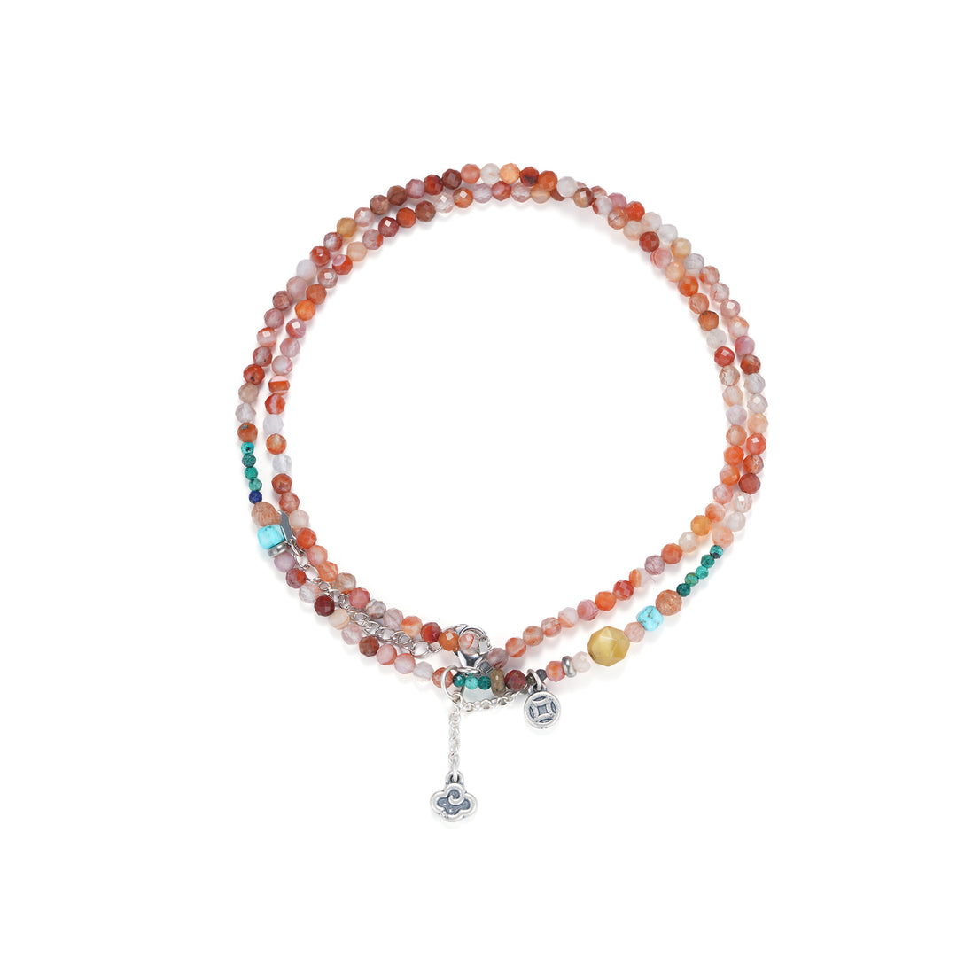 Handmade Beaded Necklace in 925 Sterling Silver