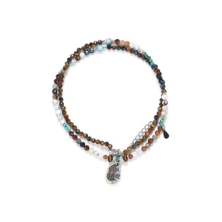 Handmade Beaded Necklace in 925 Sterling Silver