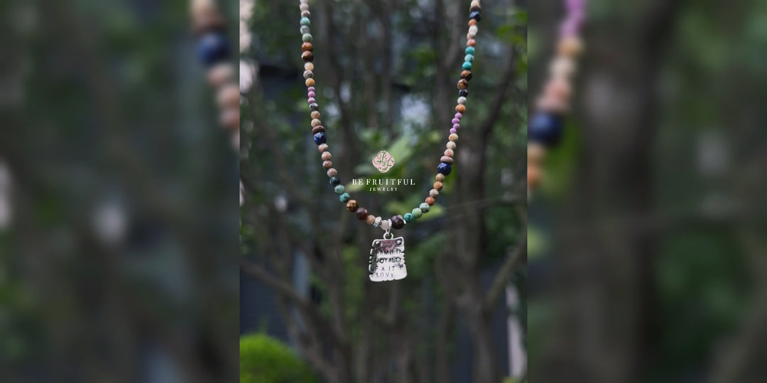 Multi Beaded Necklace in 925 Sterling Silver